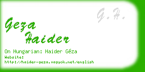 geza haider business card