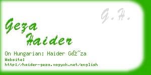 geza haider business card